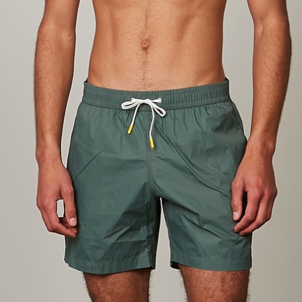 Hartford Nylon Side Stripe Mid Length Swim Trunk Shorts Size Small NWT Green